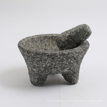 Mortero y maja de granito de piedra natural con gran tamaño 20x9cm